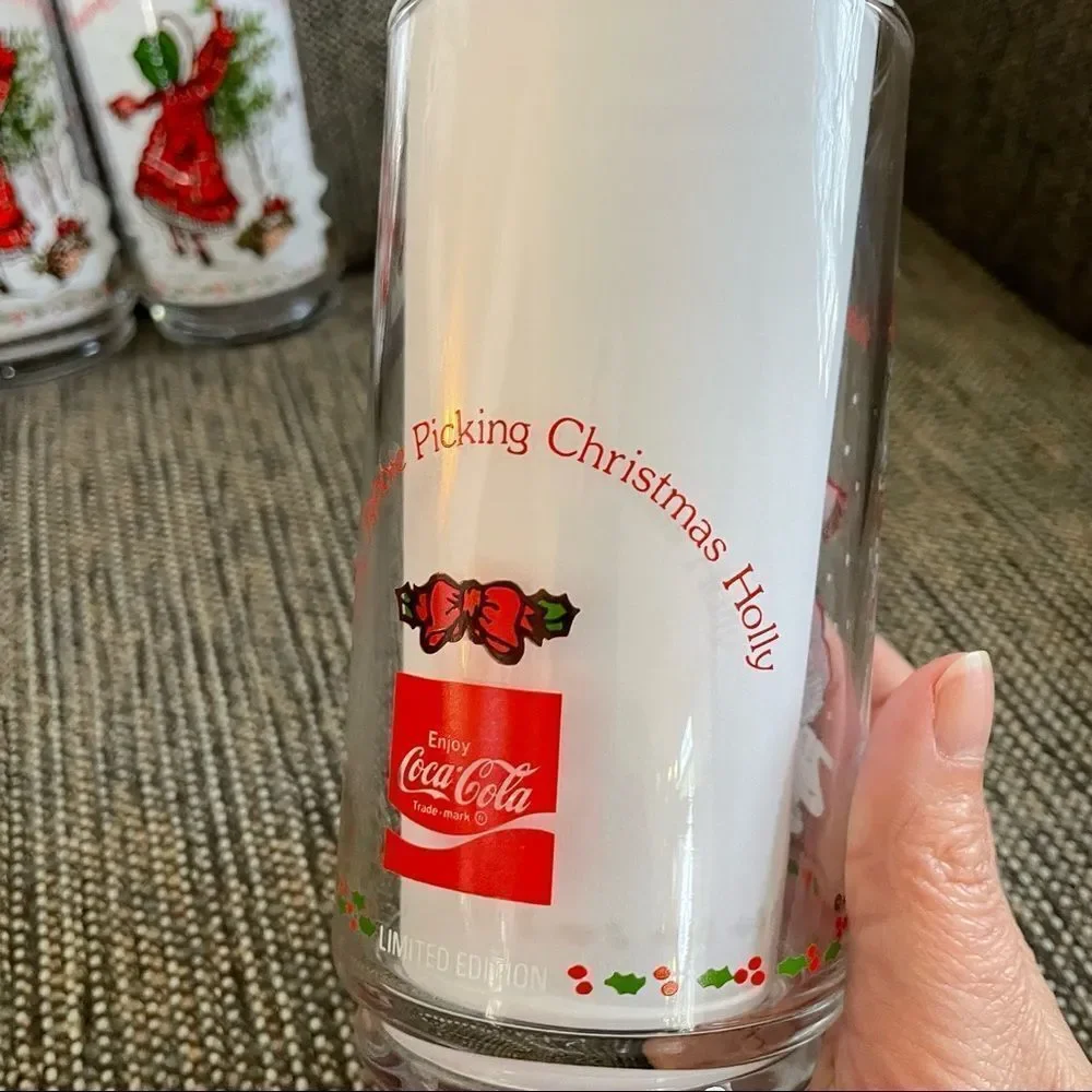 3 Vintage 1982 Holly Hobbie American Greetings Holiday Drinking Glasses Coca Col